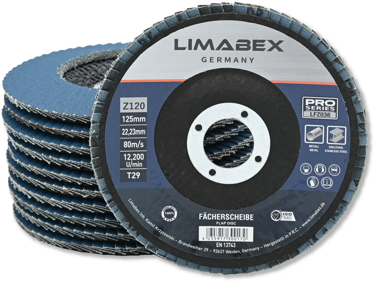 LIMABEX Fächerscheibe Z120 Metall Stahl Edelstahl – PRO Series