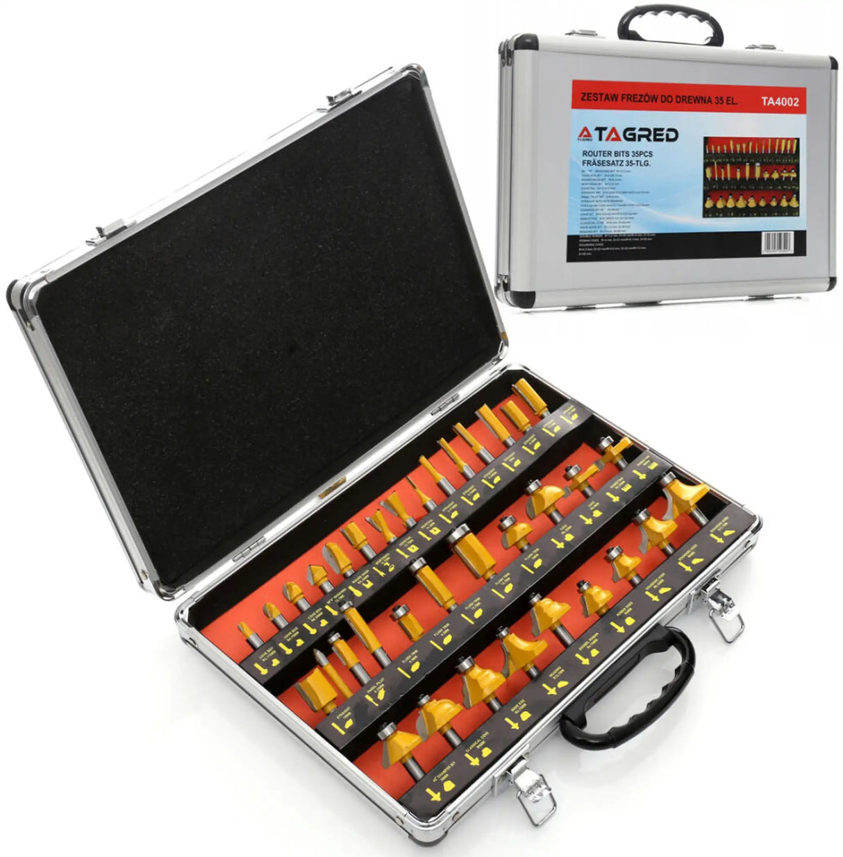 Fräsersatz Set 8 mm HSS Oberfräse Holzfräser 35 Tlg Nutfräser Fräser Abrundfräser