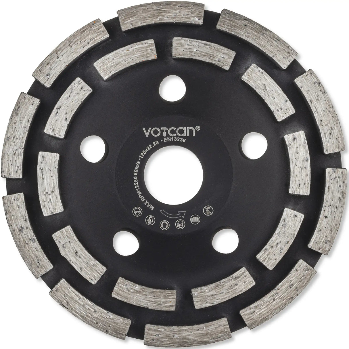Absaughaube für Winkelschleifer + 2x PREMIUM Diamantschleiftopf 125 mm Beton Turbo Segment Stein Estrich