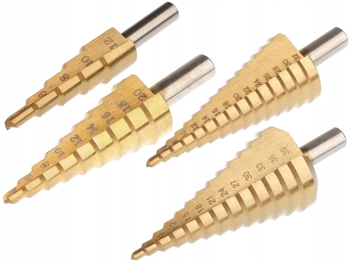 Stufenbohrer 4-39 mm Kegelbohrer 4tlg Set HSS Konusbohrer Senker TITAN