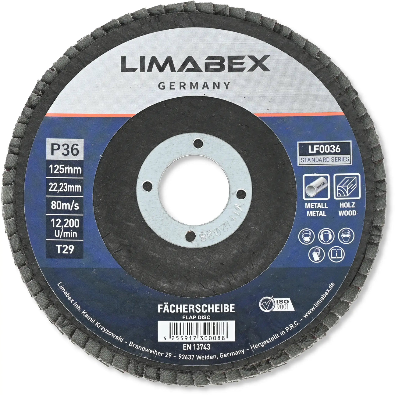 Fächerscheiben 125 mm für Metall, Stahl und Holz