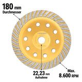 Maße Diamantschleiftop f180mm Turbo