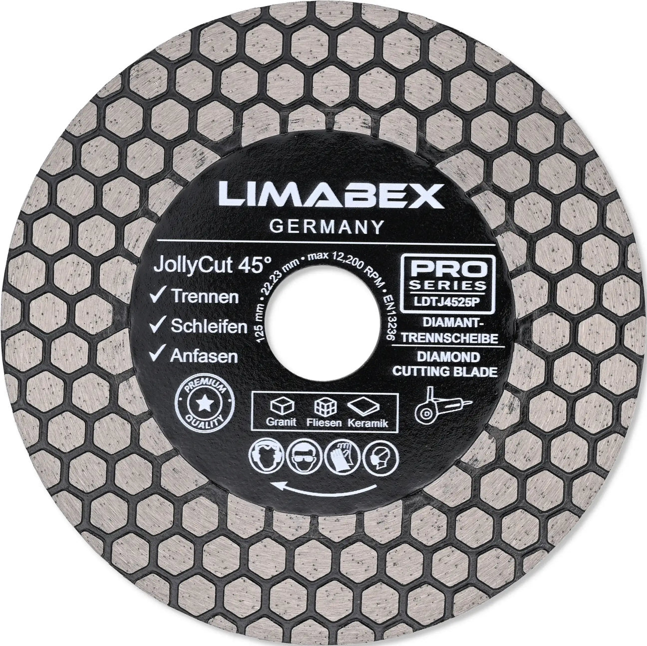 Diamant-Trennscheibe 125 mm Trennen Schleifen Anfasen Jolly Cut 45 Granit Keramik Fliesen PRO Series