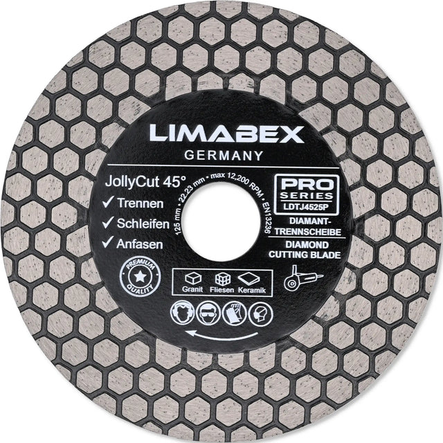 Diamant-Trennscheibe 125 mm Trennen Schleifen Anfasen Jolly Cut 45 Granit Keramik Fliesen PRO Series