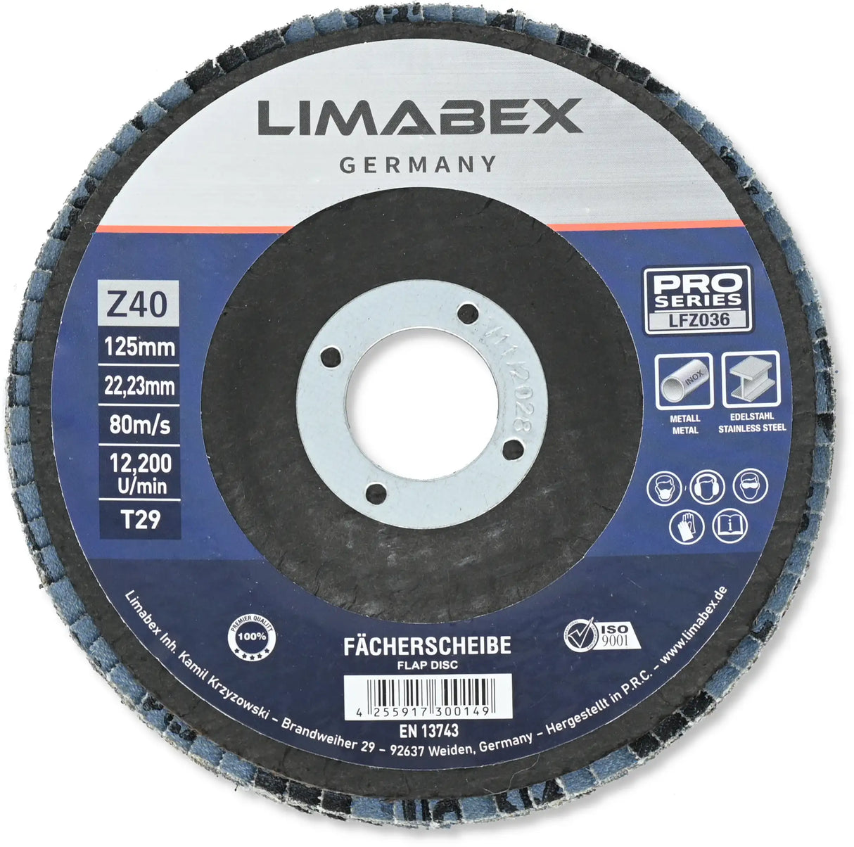 Fächerscheiben 125 mm Z40 Metall Stahl Edelstahl INOX Lamellenscheiben
