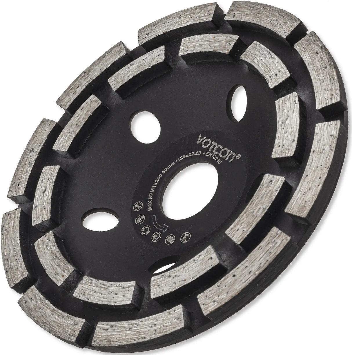 Absaughaube für Winkelschleifer + 2x PREMIUM Diamantschleiftopf 125 mm Beton Turbo Segment Stein Estrich