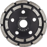 Absaughaube für Winkelschleifer + 2x PREMIUM Diamantschleiftopf 125 mm Beton Turbo Segment Stein Estrich