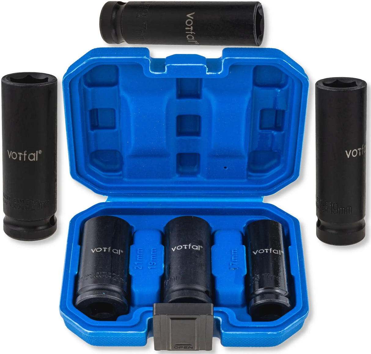 Impact wrench nuts 1/2 inch set 17 / 18 / 21 mm, 3-piece power socket wrench nuts